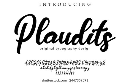 Plaudits Font Stylish brush painted an uppercase vector letters, alphabet, typeface