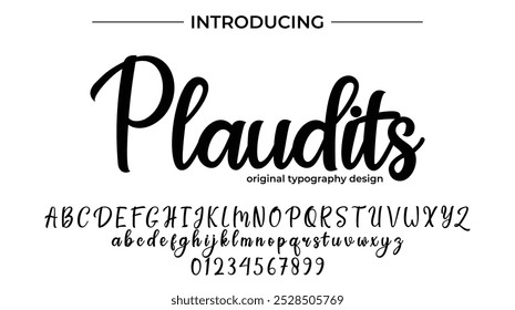 Plaudis Font Stilvoller Pinsel gemalt ein Großbuchstaben, Vektorbuchstaben, Alphabet, Schrift