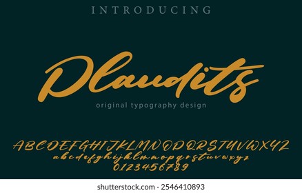 Plaudits Font Stylish brush painted an uppercase vector letters, alphabet, typeface