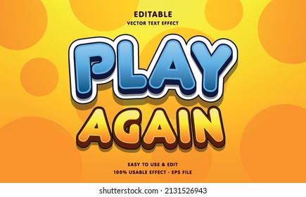 play again editable text effect with modern and simple style, usable for logo or campaign title