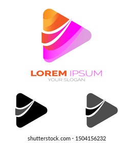 play app logo.vector play icon.video application icon template.application icon for digital.for media business logo.media play illustration 