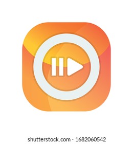 Reproducir el diseño de iconos de estilo plano de bloque de flecha, la aplicación de medios sociales comunicación multimedia marketing digital web de marketing y conectar el tema Ilustración vectorial