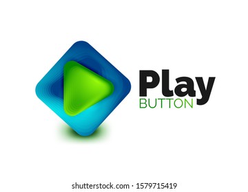 Play, arrow or download button icon, minimal design business logo template. 3d geometric bold in relief style with color blend steps effect. Vector Illustration For Wallpaper, Banner, Background, Card
