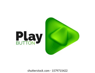 Icono de botón Reproducir, flecha o descargar, plantilla mínima de logotipo comercial de diseño. 3d negrita geométrica en estilo de relieve con efecto de combinación de colores. Ilustración vectorial para papel de escritorio, pancarta, fondo, tarjeta