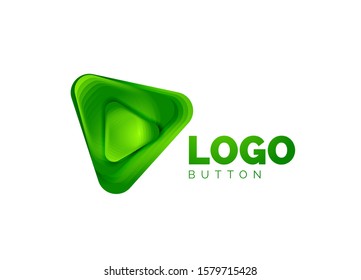 Play, arrow or download button icon, minimal design business logo template. 3d geometric bold in relief style with color blend steps effect. Vector Illustration For Wallpaper, Banner, Background, Card