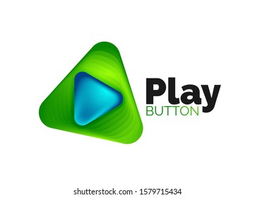 Play, arrow or download button icon, minimal design business logo template. 3d geometric bold in relief style with color blend steps effect. Vector Illustration For Wallpaper, Banner, Background, Card