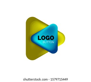 Play, arrow or download button icon, minimal design business logo template. 3d geometric bold in relief style with color blend steps effect. Vector Illustration For Wallpaper, Banner, Background, Card