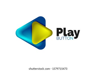 Play, arrow or download button icon, minimal design business logo template. 3d geometric bold in relief style with color blend steps effect. Vector Illustration For Wallpaper, Banner, Background, Card