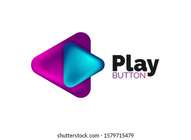 Play, arrow or download button icon, minimal design business logo template. 3d geometric bold in relief style with color blend steps effect. Vector Illustration For Wallpaper, Banner, Background, Card