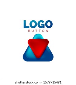 Play, arrow or download button icon, minimal design business logo template. 3d geometric bold in relief style with color blend steps effect. Vector Illustration For Wallpaper, Banner, Background, Card