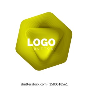 Play, arrow or download button icon, minimal design business logo template. 3d geometric bold in relief style with color blend steps effect. Vector Illustration For Wallpaper, Banner, Background, Card