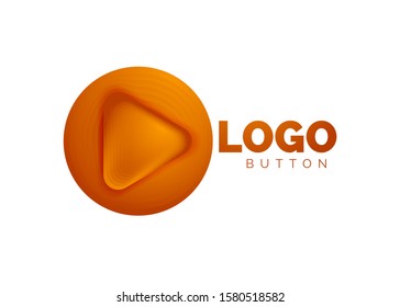 Play, arrow or download button icon, minimal design business logo template. 3d geometric bold in relief style with color blend steps effect. Vector Illustration For Wallpaper, Banner, Background, Card