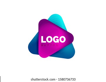 Play, arrow or download button icon, minimal design business logo template. 3d geometric bold in relief style with color blend steps effect. Vector Illustration For Wallpaper, Banner, Background, Card