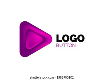 Icono de botón Reproducir, flecha o descargar, plantilla mínima de logotipo comercial de diseño. 3d negrita geométrica en estilo de relieve con efecto de combinación de colores. Ilustración vectorial para papel de escritorio, pancarta, fondo, tarjeta