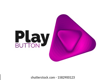 Play, arrow or download button icon, minimal design business logo template. 3d geometric bold in relief style with color blend steps effect. Vector Illustration For Wallpaper, Banner, Background, Card