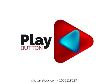 Play, arrow or download button icon, minimal design business logo template. 3d geometric bold in relief style with color blend steps effect. Vector Illustration For Wallpaper, Banner, Background, Card