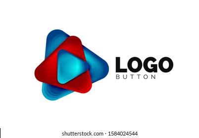 Play, arrow or download button icon, minimal design business logo template. 3d geometric bold in relief style with color blend steps effect. Vector Illustration For Wallpaper, Banner, Background, Card