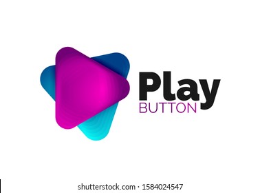 Icono de botón Reproducir, flecha o descargar, plantilla mínima de logotipo comercial de diseño. 3d negrita geométrica en estilo de relieve con efecto de combinación de colores. Ilustración vectorial para papel de escritorio, pancarta, fondo, tarjeta