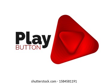 Play, arrow or download button icon, minimal design business logo template. 3d geometric bold in relief style with color blend steps effect. Vector Illustration For Wallpaper, Banner, Background, Card