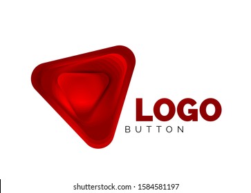 Icono de botón Reproducir, flecha o descargar, plantilla mínima de logotipo comercial de diseño. 3d negrita geométrica en estilo de relieve con efecto de combinación de colores. Ilustración vectorial para papel de escritorio, pancarta, fondo, tarjeta