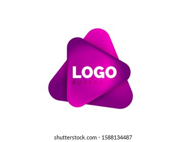 Icono de botón Reproducir, flecha o descargar, plantilla mínima de logotipo comercial de diseño. 3d negrita geométrica en estilo de relieve con efecto de combinación de colores. Ilustración vectorial para papel de escritorio, pancarta, fondo, tarjeta