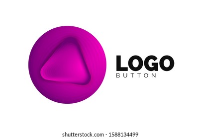Play, arrow or download button icon, minimal design business logo template. 3d geometric bold in relief style with color blend steps effect. Vector Illustration For Wallpaper, Banner, Background, Card