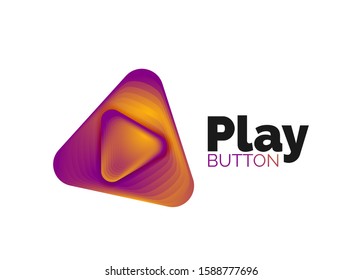 Play, arrow or download button icon, minimal design business logo template. 3d geometric bold in relief style with color blend steps effect. Vector Illustration For Wallpaper, Banner, Background, Card