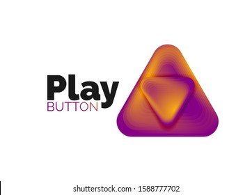 Play, arrow or download button icon, minimal design business logo template. 3d geometric bold in relief style with color blend steps effect. Vector Illustration For Wallpaper, Banner, Background, Card