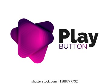 Icono de botón Reproducir, flecha o descargar, plantilla mínima de logotipo comercial de diseño. 3d negrita geométrica en estilo de relieve con efecto de combinación de colores. Ilustración vectorial para papel de escritorio, pancarta, fondo, tarjeta