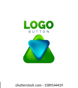 Play, arrow or download button icon, minimal design business logo template. 3d geometric bold in relief style with color blend steps effect. Vector Illustration For Wallpaper, Banner, Background, Card