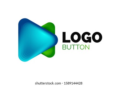 Play, arrow or download button icon, minimal design business logo template. 3d geometric bold in relief style with color blend steps effect. Vector Illustration For Wallpaper, Banner, Background, Card