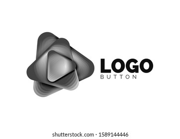 Icono de botón Reproducir, flecha o descargar, plantilla mínima de logotipo comercial de diseño. 3d negrita geométrica en estilo de relieve con efecto de combinación de colores. Ilustración vectorial para papel de escritorio, pancarta, fondo, tarjeta