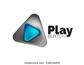 Play, arrow or download button icon, minimal design business logo template. 3d geometric bold in relief style with color blend steps effect. Vector Illustration For Wallpaper, Banner, Background, Card