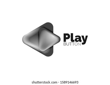 Icono de botón Reproducir, flecha o descargar, plantilla mínima de logotipo comercial de diseño. 3d negrita geométrica en estilo de relieve con efecto de combinación de colores. Ilustración vectorial para papel de escritorio, pancarta, fondo, tarjeta