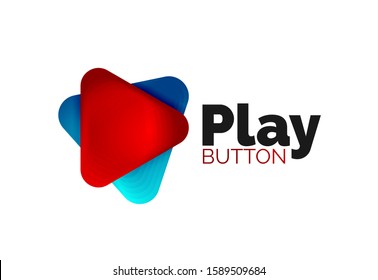 Play, arrow or download button icon, minimal design business logo template. 3d geometric bold in relief style with color blend steps effect. Vector Illustration For Wallpaper, Banner, Background, Card