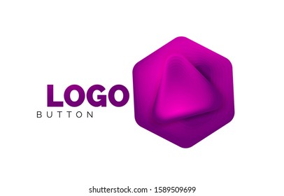 Play, arrow or download button icon, minimal design business logo template. 3d geometric bold in relief style with color blend steps effect. Vector Illustration For Wallpaper, Banner, Background, Card