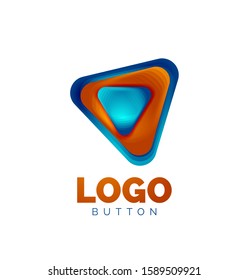 Abspielen, Pfeil oder Download Button Symbol, minimale Design Business Logo Vorlage. 3D geometrisch fett im Reliefstil mit Farbmischungseffekt. Vektorgrafik für Bildschirmhintergrund, Banner, Hintergrund, Karte