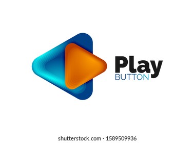 Icono de botón Reproducir, flecha o descargar, plantilla mínima de logotipo comercial de diseño. 3d negrita geométrica en estilo de relieve con efecto de combinación de colores. Ilustración vectorial para papel de escritorio, pancarta, fondo, tarjeta