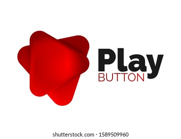 Play, arrow or download button icon, minimal design business logo template. 3d geometric bold in relief style with color blend steps effect. Vector Illustration For Wallpaper, Banner, Background, Card