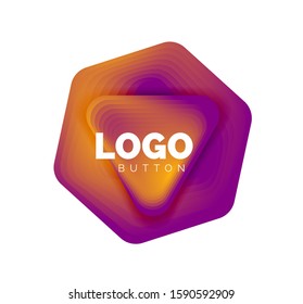 Play, arrow or download button icon, minimal design business logo template. 3d geometric bold in relief style with color blend steps effect. Vector Illustration For Wallpaper, Banner, Background, Card