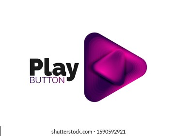 Icono de botón Reproducir, flecha o descargar, plantilla mínima de logotipo comercial de diseño. 3d negrita geométrica en estilo de relieve con efecto de combinación de colores. Ilustración vectorial para papel de escritorio, pancarta, fondo, tarjeta