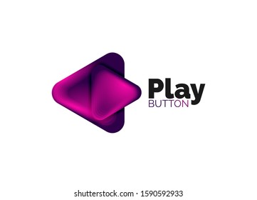 Icono de botón Reproducir, flecha o descargar, plantilla mínima de logotipo comercial de diseño. 3d negrita geométrica en estilo de relieve con efecto de combinación de colores. Ilustración vectorial para papel de escritorio, pancarta, fondo, tarjeta