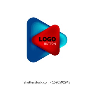 Play, arrow or download button icon, minimal design business logo template. 3d geometric bold in relief style with color blend steps effect. Vector Illustration For Wallpaper, Banner, Background, Card