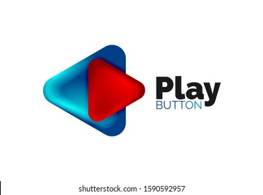 Play, arrow or download button icon, minimal design business logo template. 3d geometric bold in relief style with color blend steps effect. Vector Illustration For Wallpaper, Banner, Background, Card
