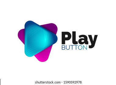 Play, arrow or download button icon, minimal design business logo template. 3d geometric bold in relief style with color blend steps effect. Vector Illustration For Wallpaper, Banner, Background, Card