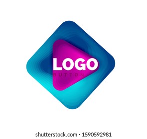 Play, arrow or download button icon, minimal design business logo template. 3d geometric bold in relief style with color blend steps effect. Vector Illustration For Wallpaper, Banner, Background, Card