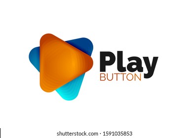 Play, arrow or download button icon, minimal design business logo template. 3d geometric bold in relief style with color blend steps effect. Vector Illustration For Wallpaper, Banner, Background, Card