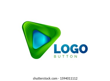 Icono de botón Reproducir, flecha o descargar, plantilla mínima de logotipo comercial de diseño. 3d negrita geométrica en estilo de relieve con efecto de combinación de colores. Ilustración vectorial para papel de escritorio, pancarta, fondo, tarjeta