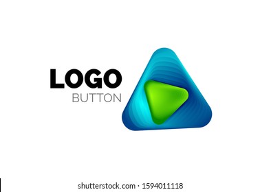 Ícone de botão de reprodução, seta ou download, modelo de logotipo comercial de design mínimo. negrito geométrico 3d em estilo de relevo com efeito de etapas de mistura de cores. Ilustração De Vetor Para Papel De Parede, Banner, Plano De Fundo, Cartão