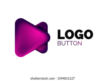 Icono de botón Reproducir, flecha o descargar, plantilla mínima de logotipo comercial de diseño. 3d negrita geométrica en estilo de relieve con efecto de combinación de colores. Ilustración vectorial para papel de escritorio, pancarta, fondo, tarjeta